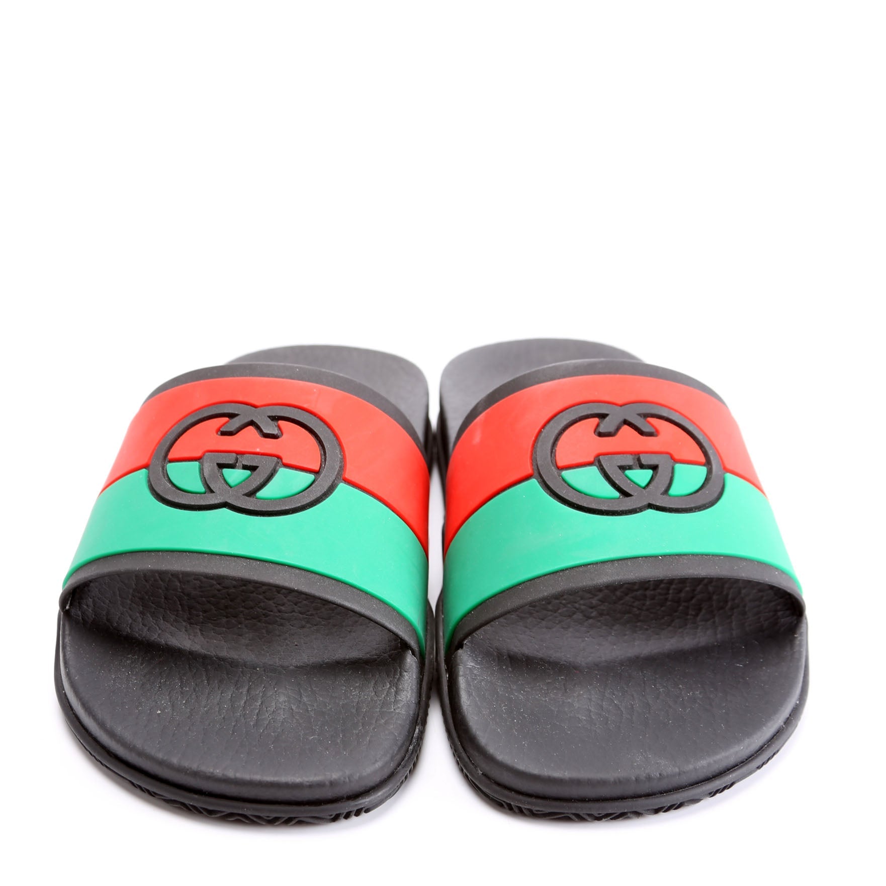 Gucci Interlocking G Web Stripe Slides Size 36 Black