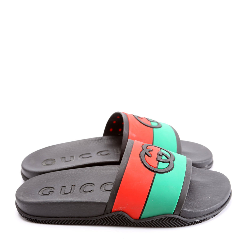 Gucci Interlocking G Web Stripe Slides Size 36 Black