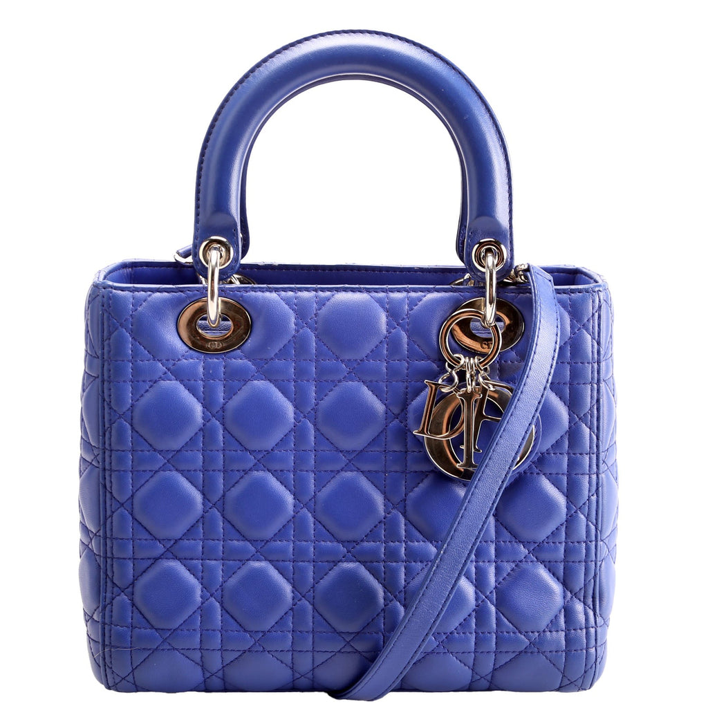 Christian Dior Lady Dior Medium Lambskin Blue