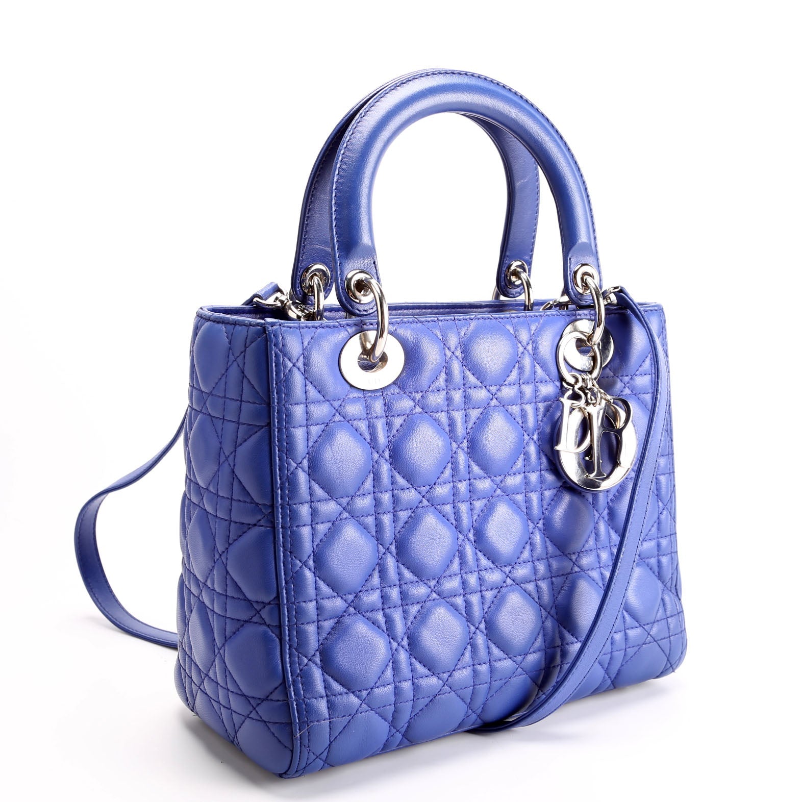 Christian Dior Lady Dior Medium Lambskin Blue