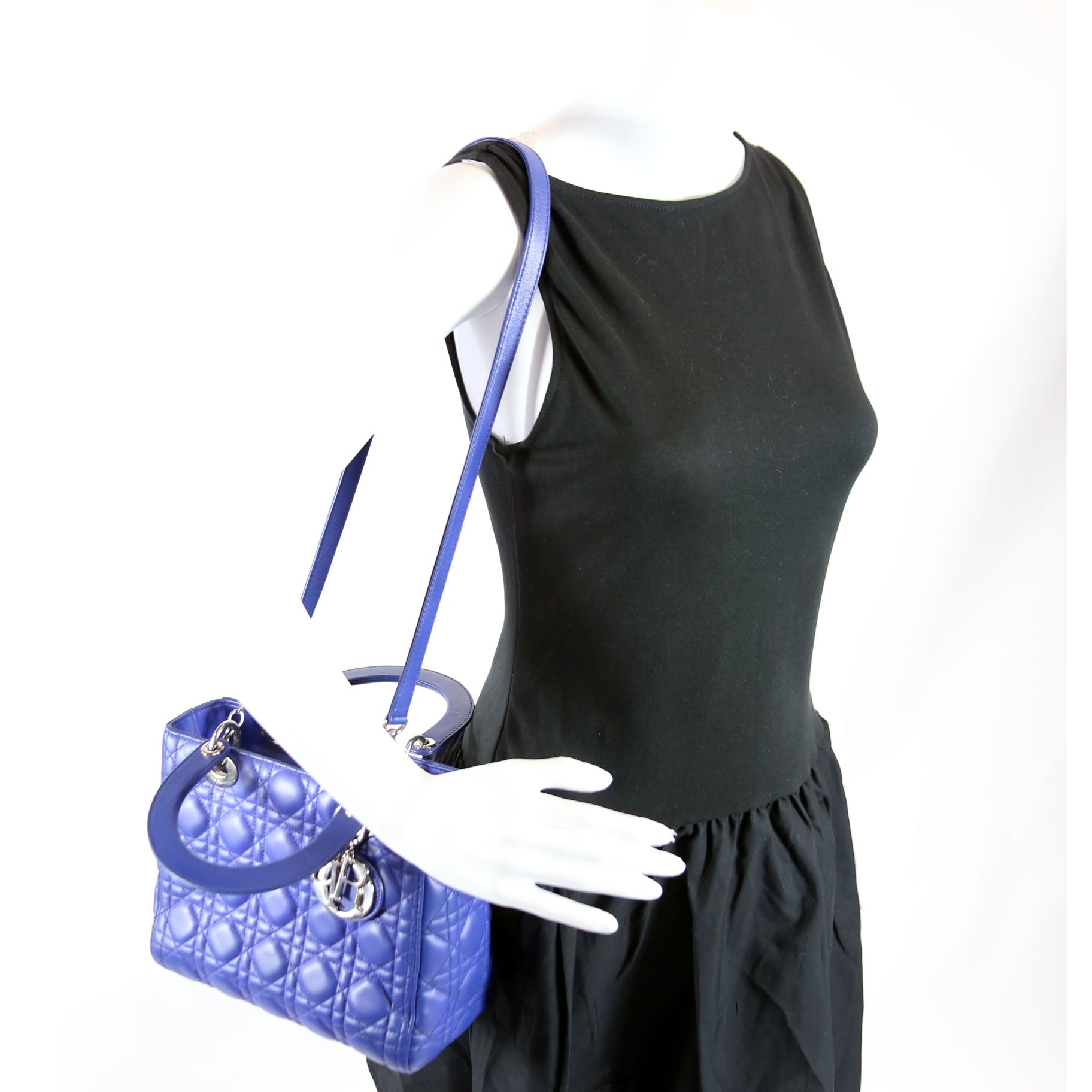 Christian Dior Lady Dior Medium Lambskin Blue