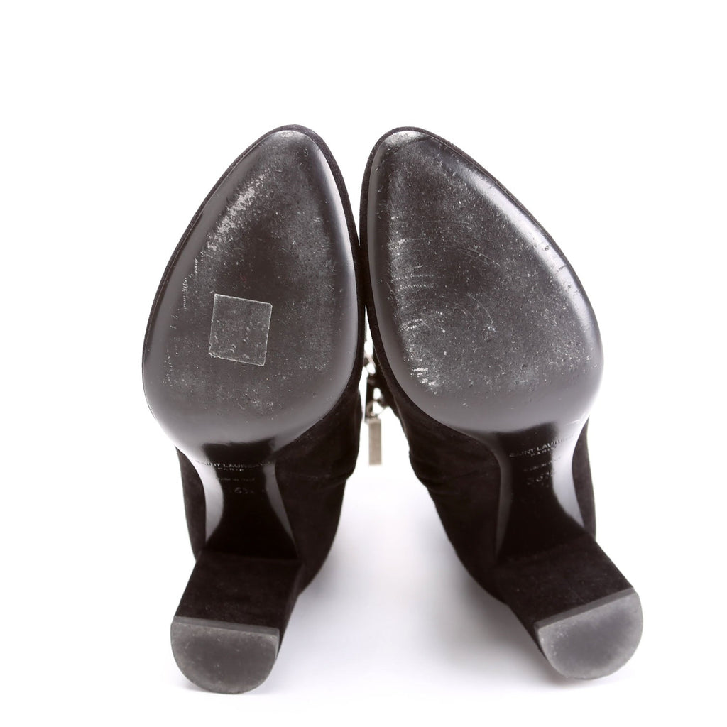 Saint Laurent LouLou Suede Ankle Boots Size 36.5 Black