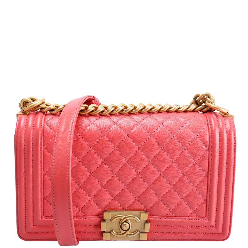 Chanel Boy Flap Medium Old Caviar 25M Coral