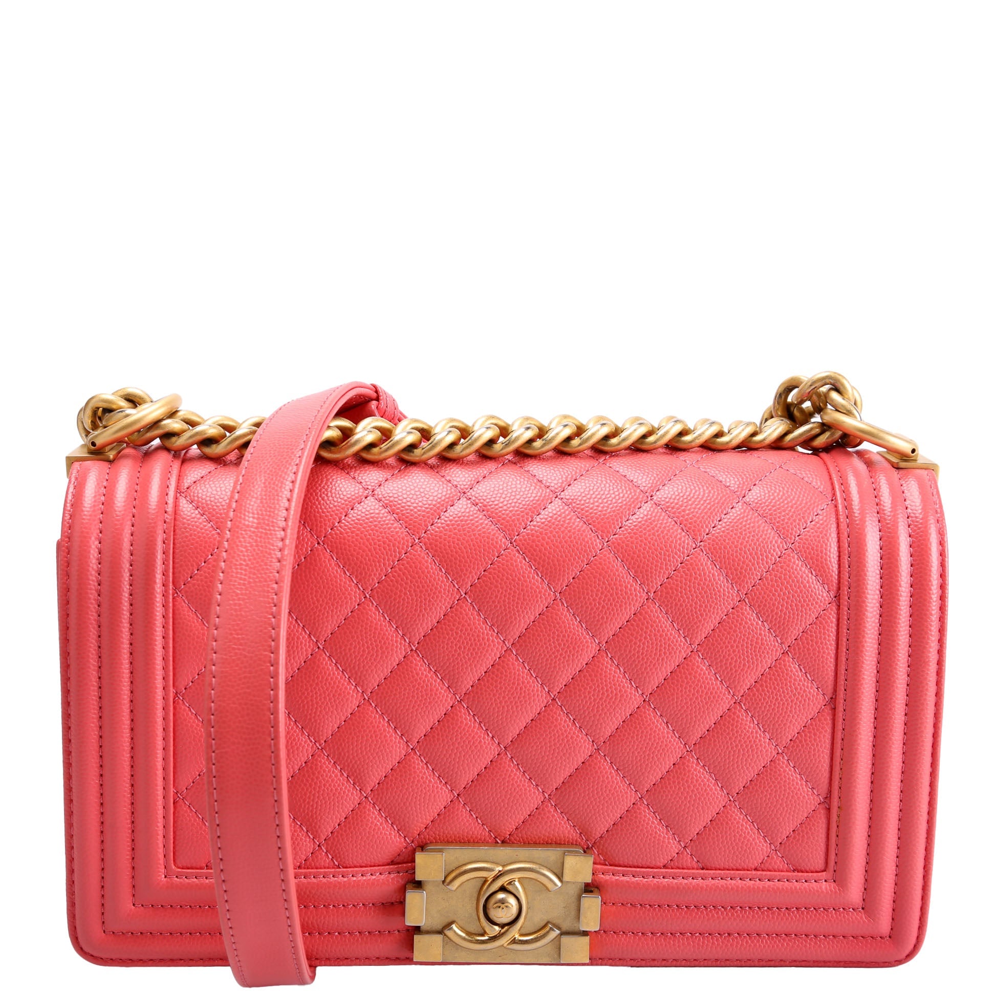 Chanel Boy Flap Medium Old Caviar 25M Coral