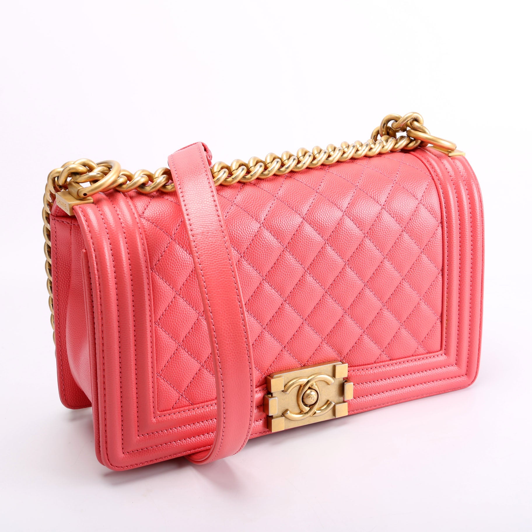 Chanel Boy Flap Medium Old Caviar 25M Coral