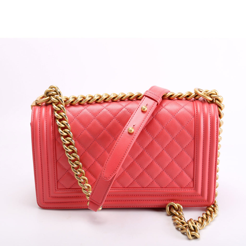 Chanel Boy Flap Medium Old Caviar 25M Coral