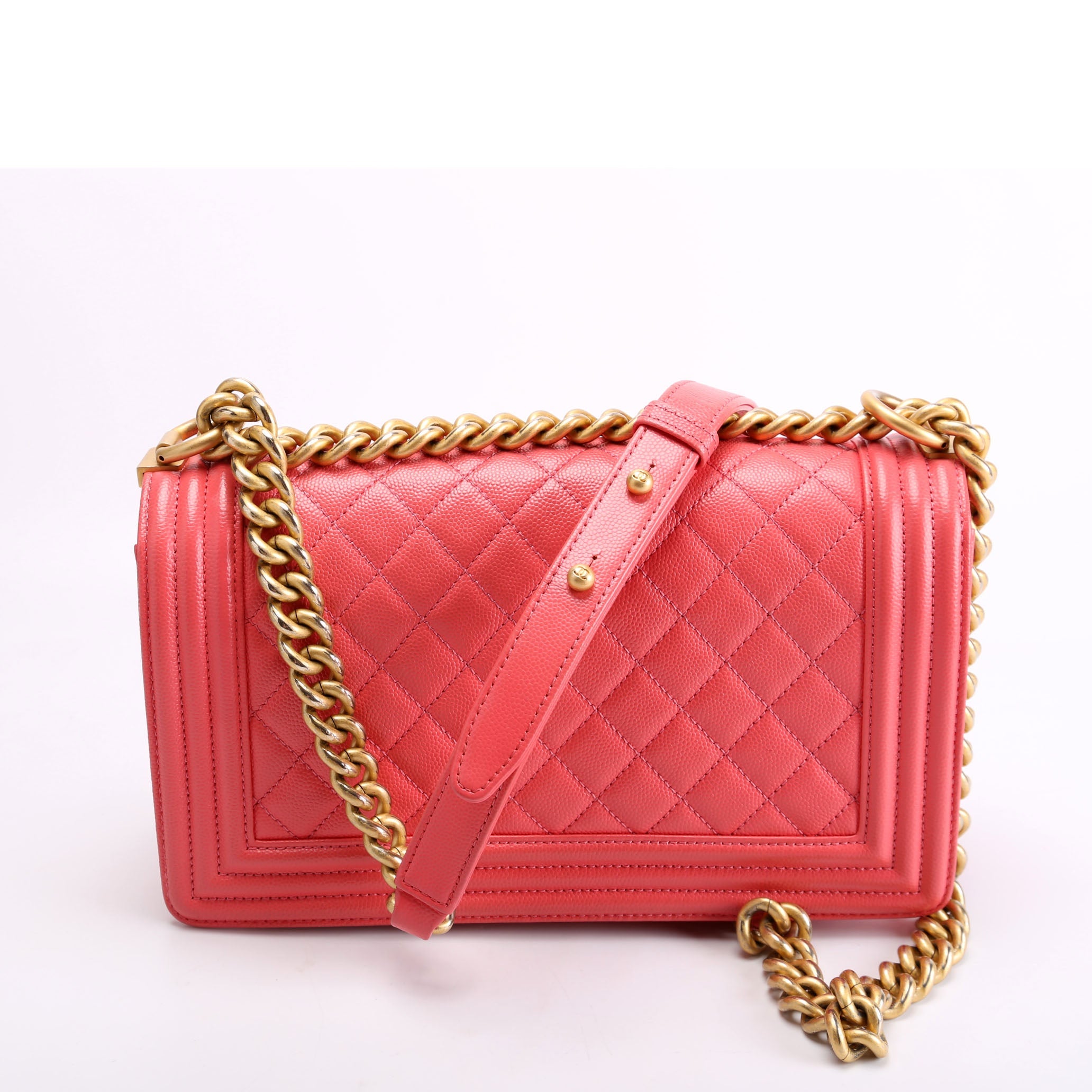 Chanel Boy Flap Medium Old Caviar 25M Coral