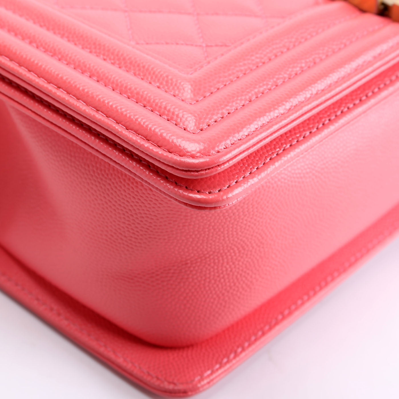 Chanel Boy Flap Medium Old Caviar 25M Coral