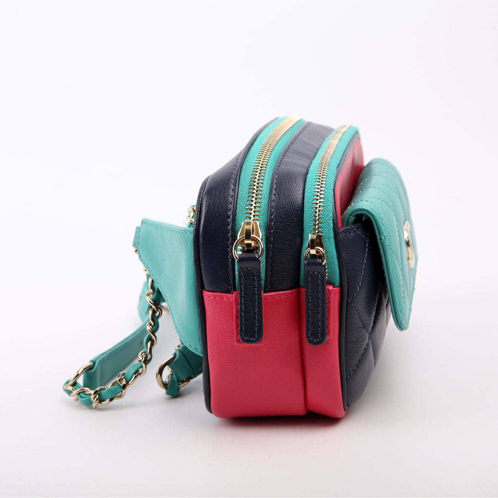Chanel Tri-color In & Out Waist Bag Quilted Goatskin 29M