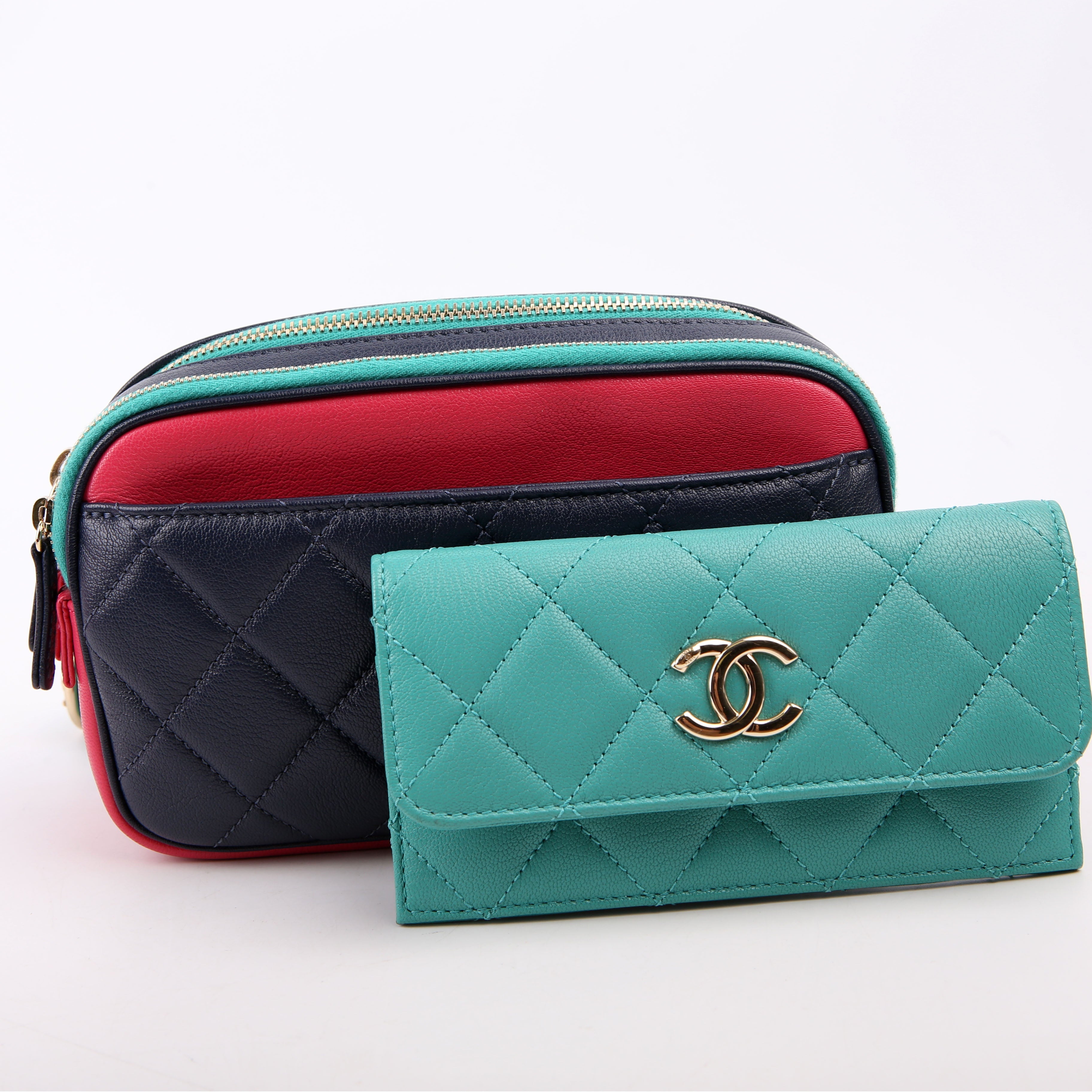 Chanel Tri-color In & Out Waist Bag Quilted Goatskin 29M