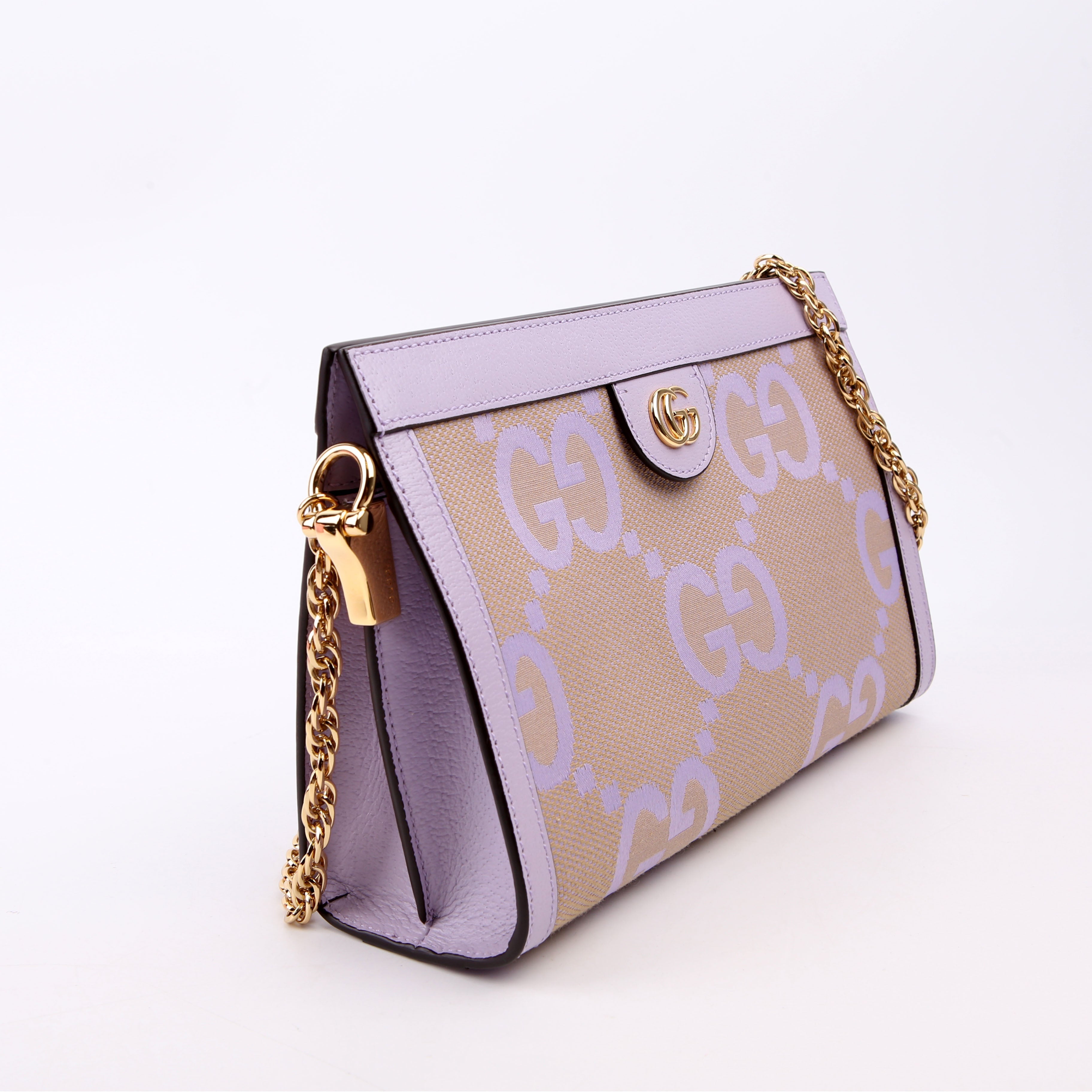 Gucci 503877 Ophidia Jumbo GG Canvas Small Shoulder Bag Purple