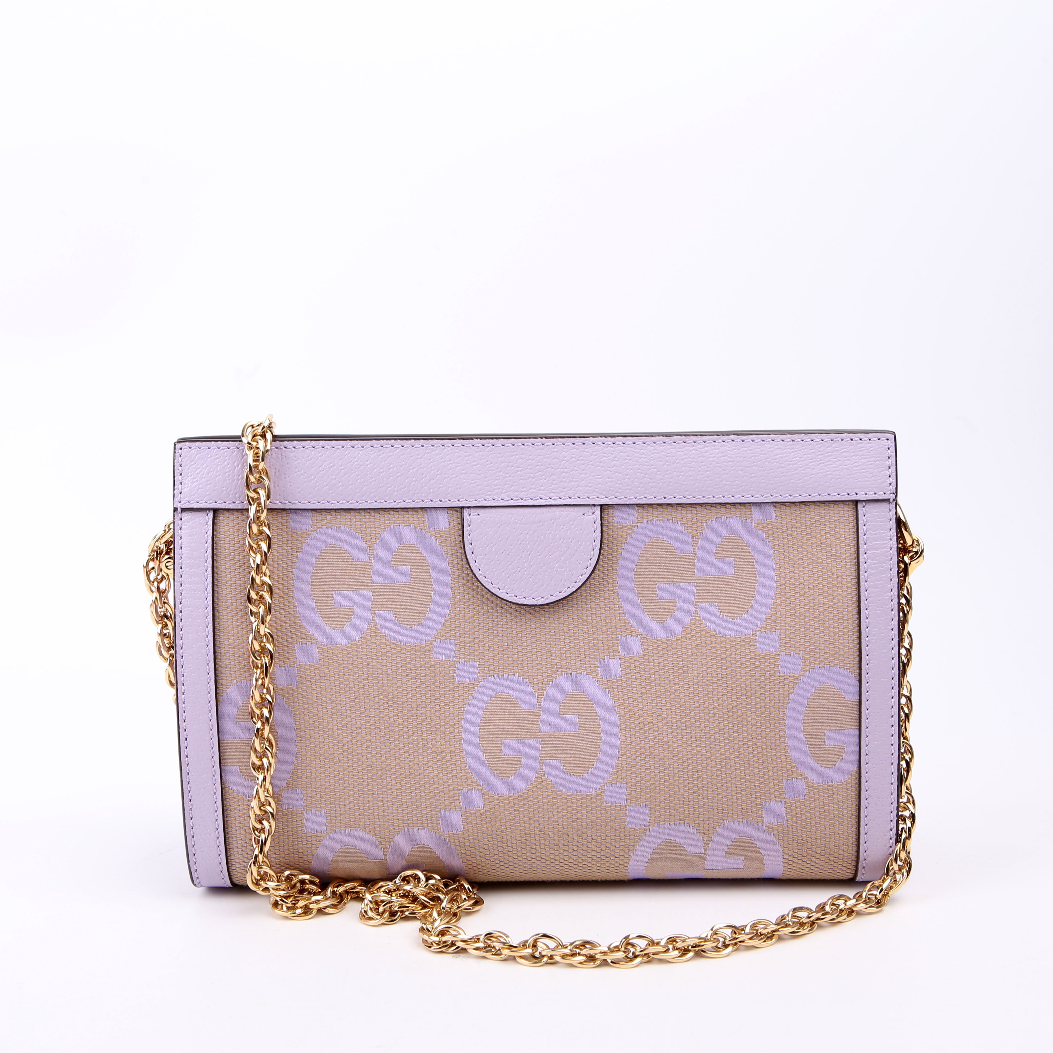 Gucci 503877 Ophidia Jumbo GG Canvas Small Shoulder Bag Purple