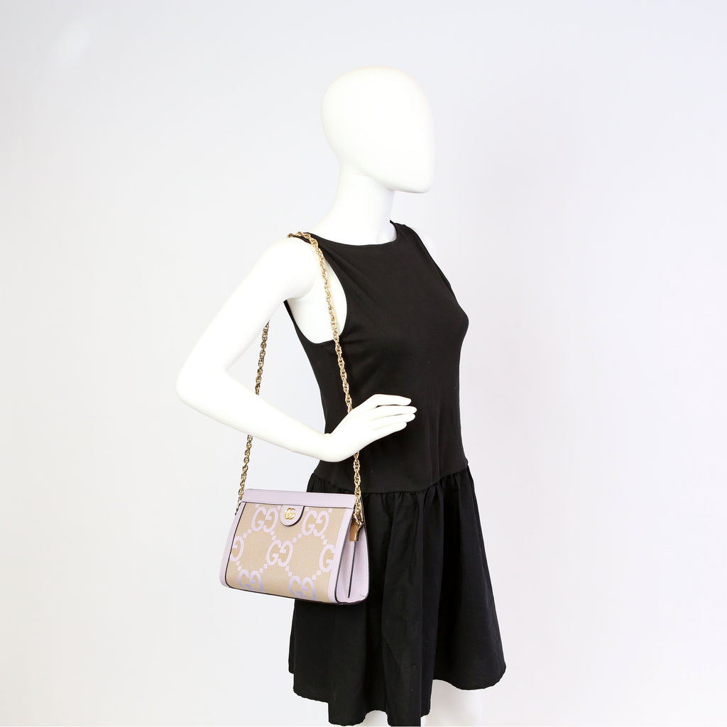 Gucci 503877 Ophidia Jumbo GG Canvas Small Shoulder Bag Purple
