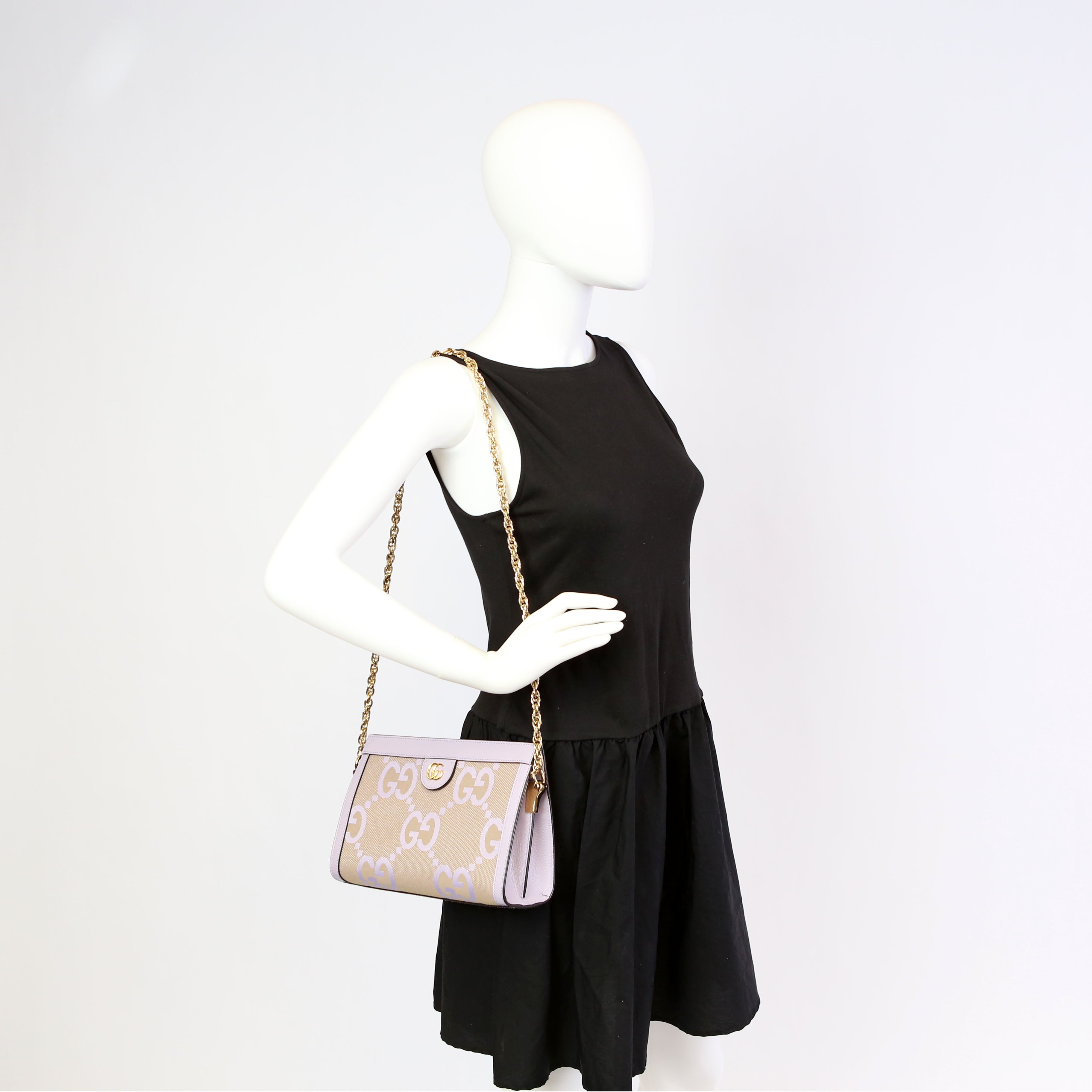 Gucci 503877 Ophidia Jumbo GG Canvas Small Shoulder Bag Purple