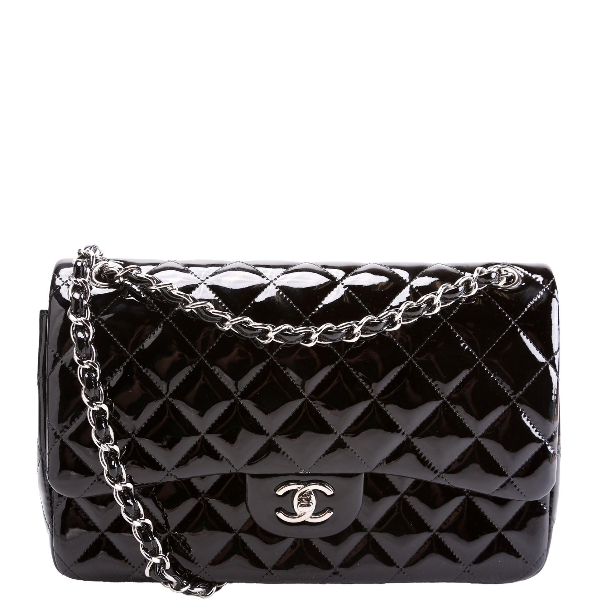 Chanel Classic Flap Jumbo Patent 17-20M Black