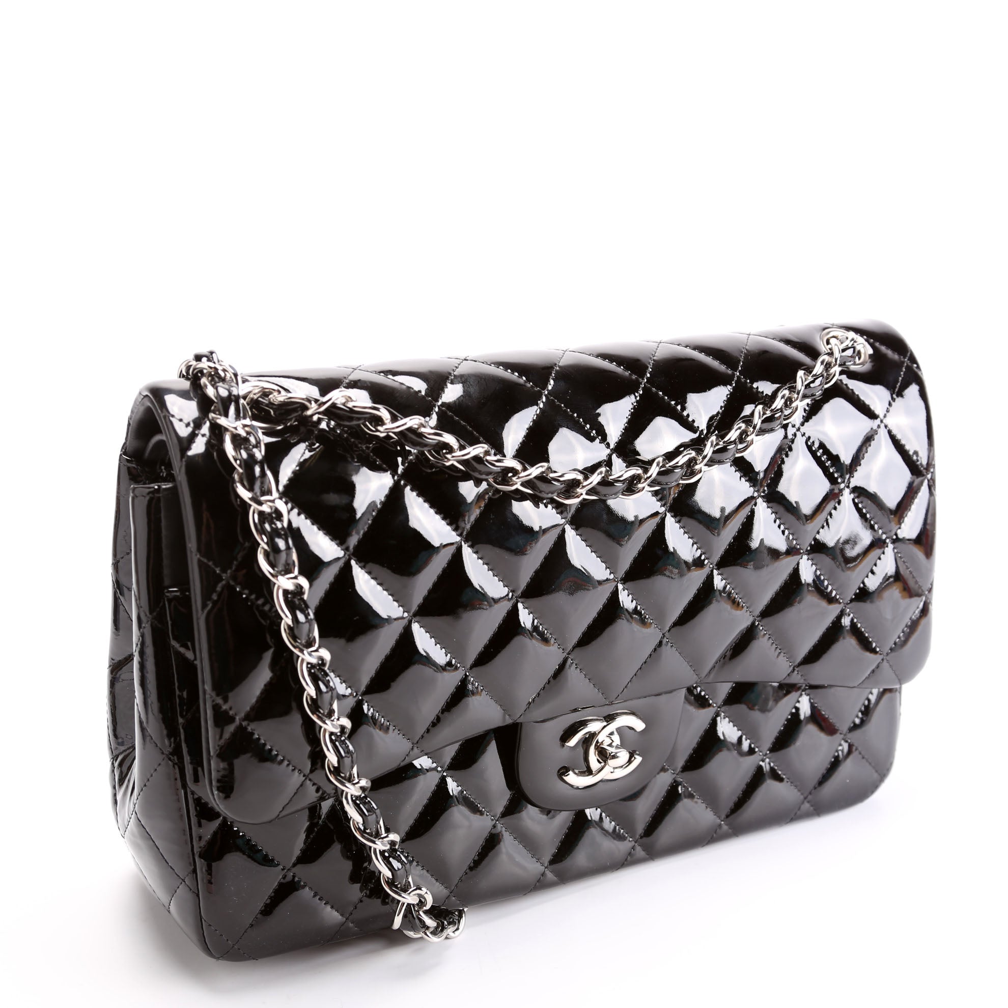 Chanel Classic Flap Jumbo Patent 17-20M Black
