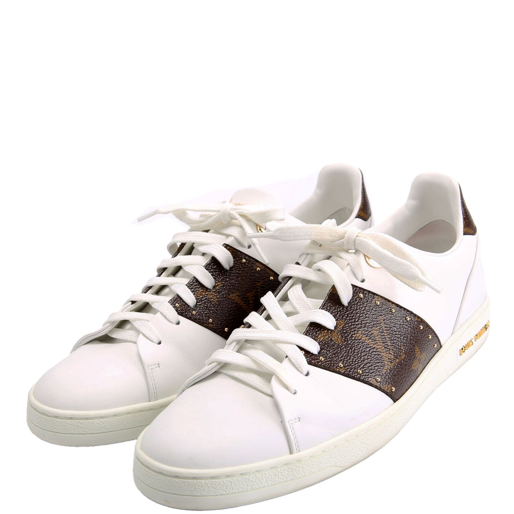 Louis Vuitton Frontrow Monogram Leather Sneakers Size 40 White and Brown