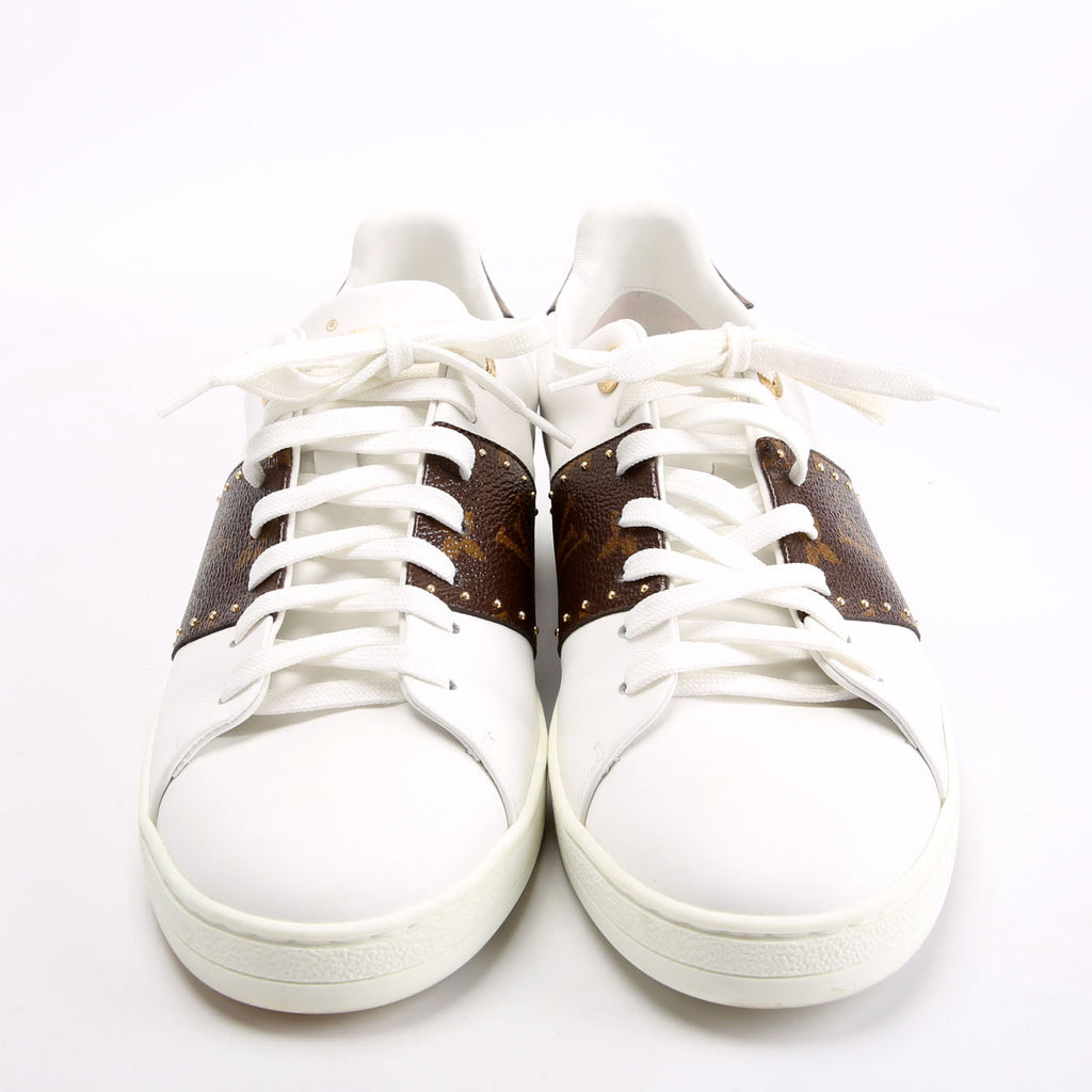 Louis Vuitton Frontrow Monogram Leather Sneakers Size 40 White and Brown