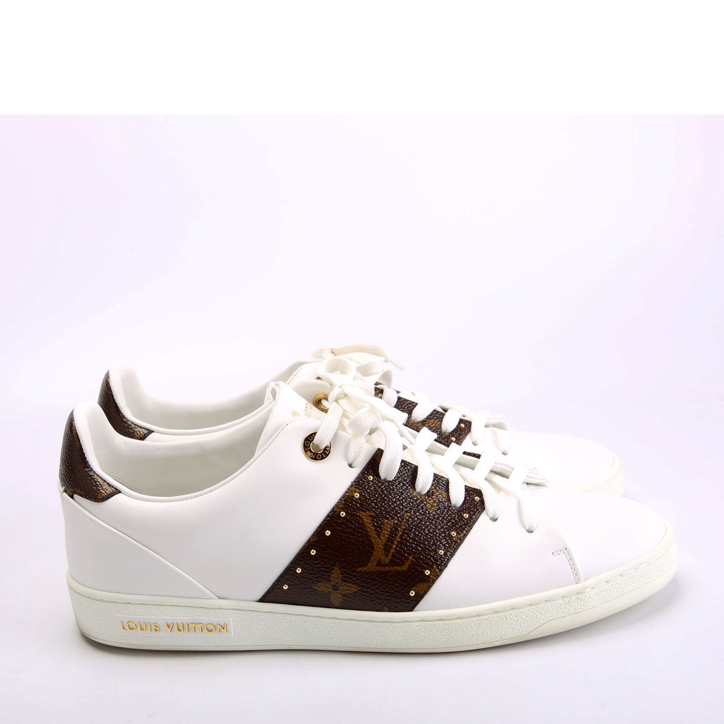 Louis Vuitton Frontrow Monogram Leather Sneakers Size 40 White and Brown