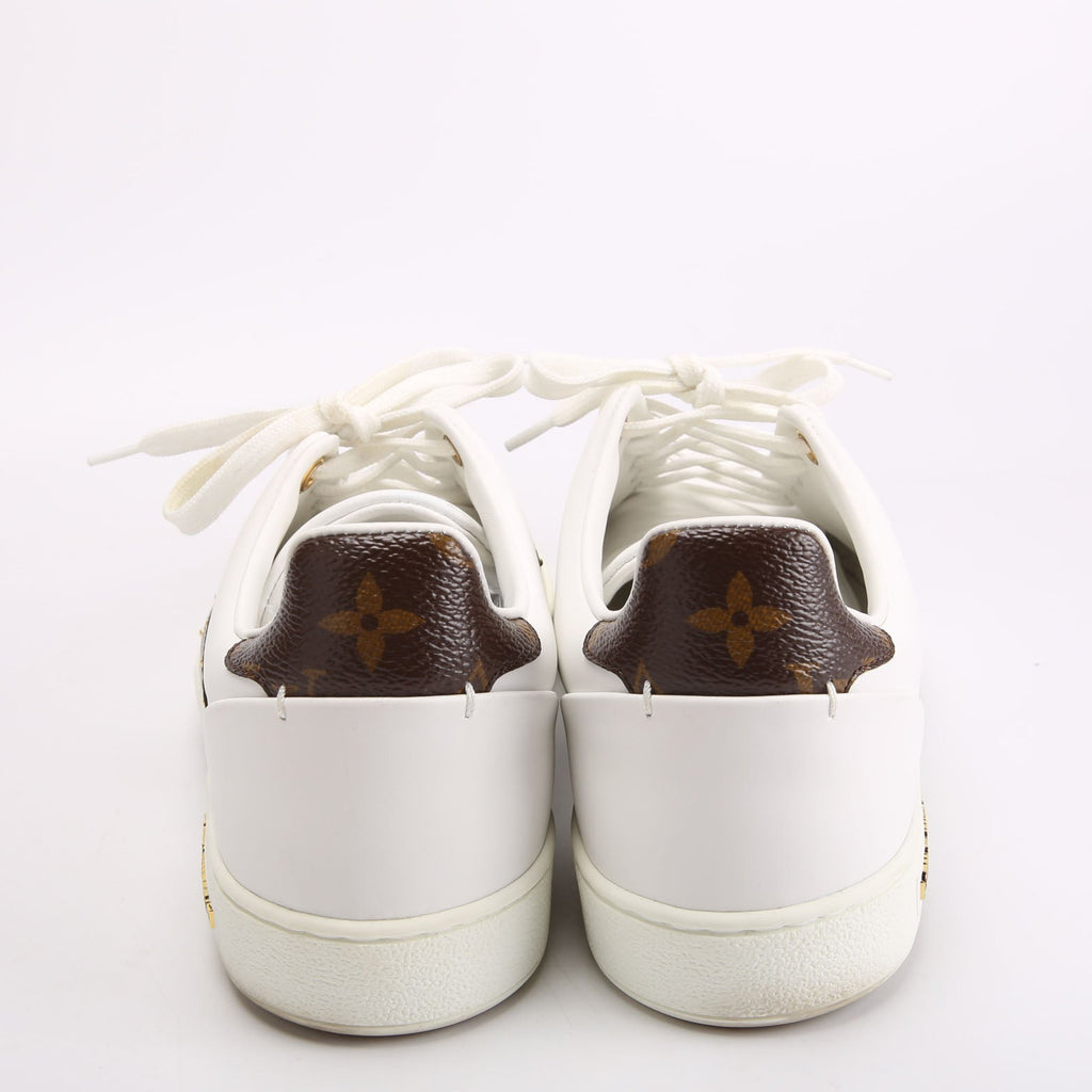 Louis Vuitton Frontrow Monogram Leather Sneakers Size 40 White and Brown