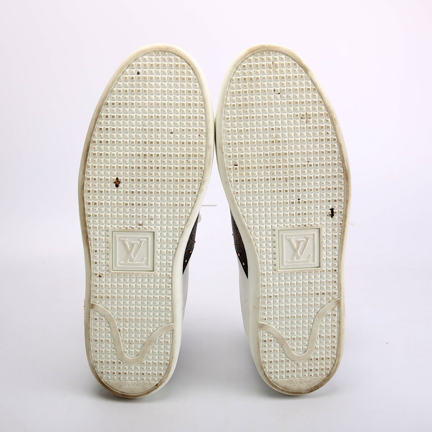 Louis Vuitton Frontrow Monogram Leather Sneakers Size 40 White and Brown