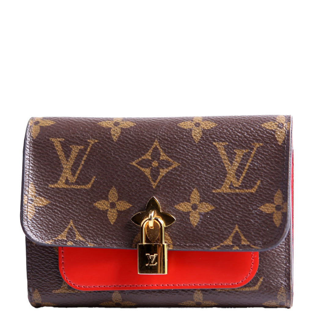 Louis Vuitton Flower Lock Compact Wallet Monogram Red