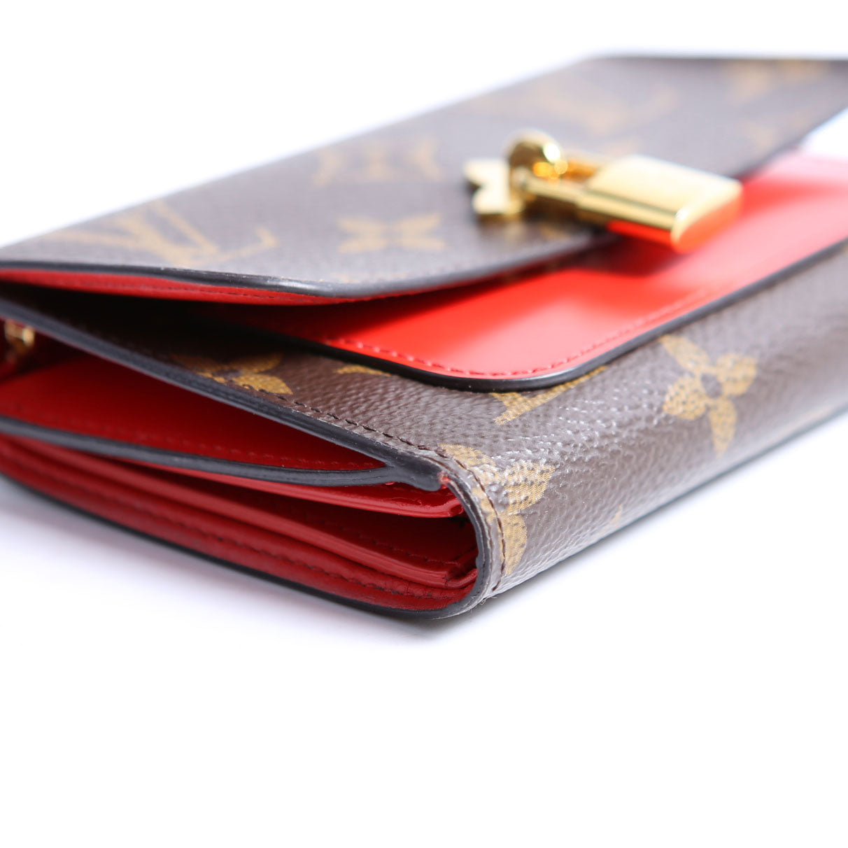 Louis Vuitton Flower Lock Compact Wallet Monogram Red