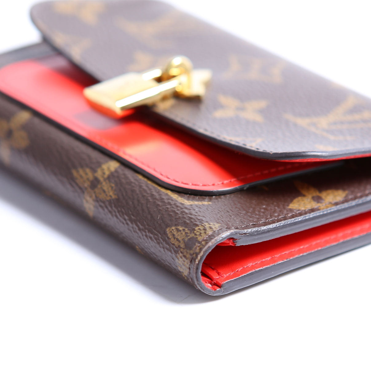 Louis Vuitton Flower Lock Compact Wallet Monogram Red