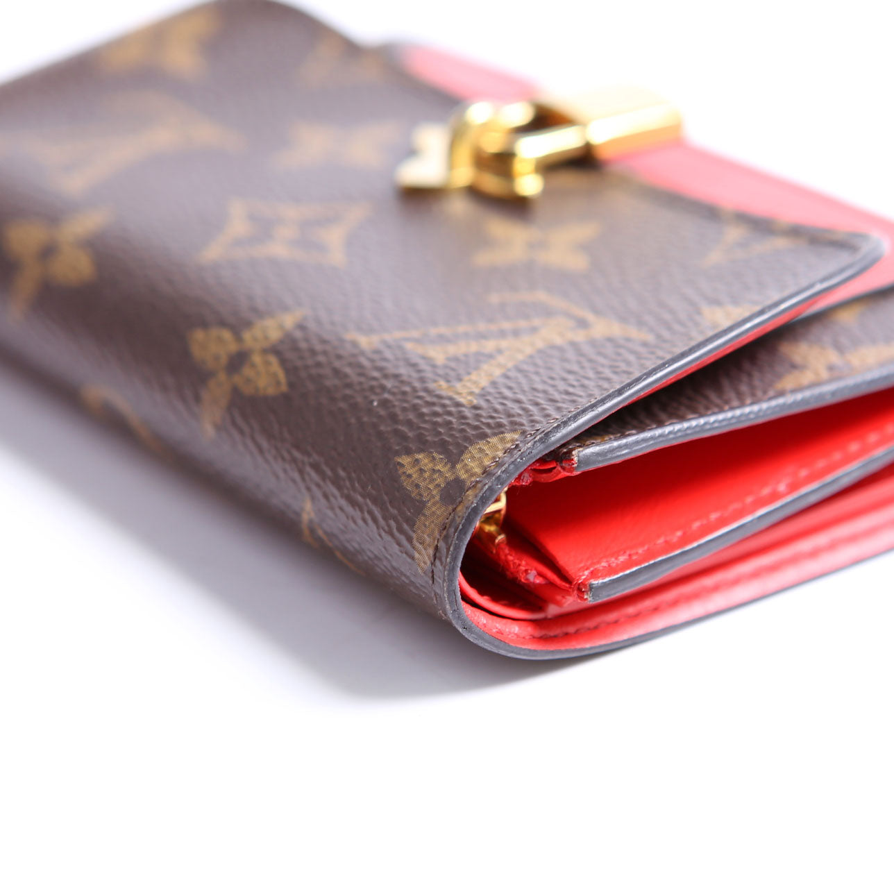 Louis Vuitton Flower Lock Compact Wallet Monogram Red