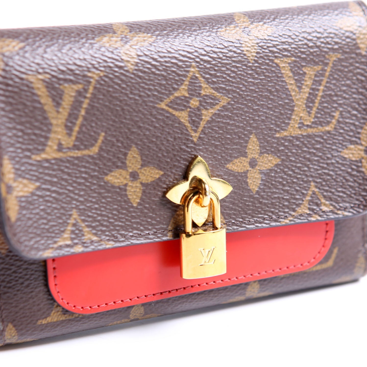Louis Vuitton Flower Lock Compact Wallet Monogram Red