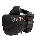 Christian Dior Floral Saddle Crossbody Leather Black