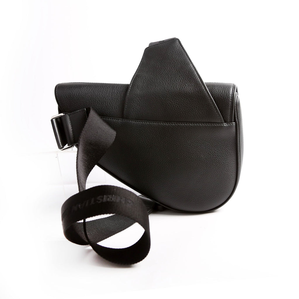 Christian Dior Floral Saddle Crossbody Leather Black