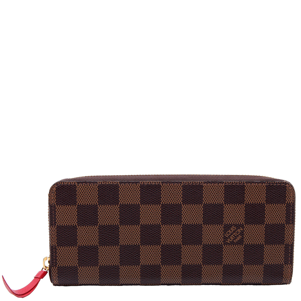 Louis Vuitton Clemence Wallet Damier Ebene Red