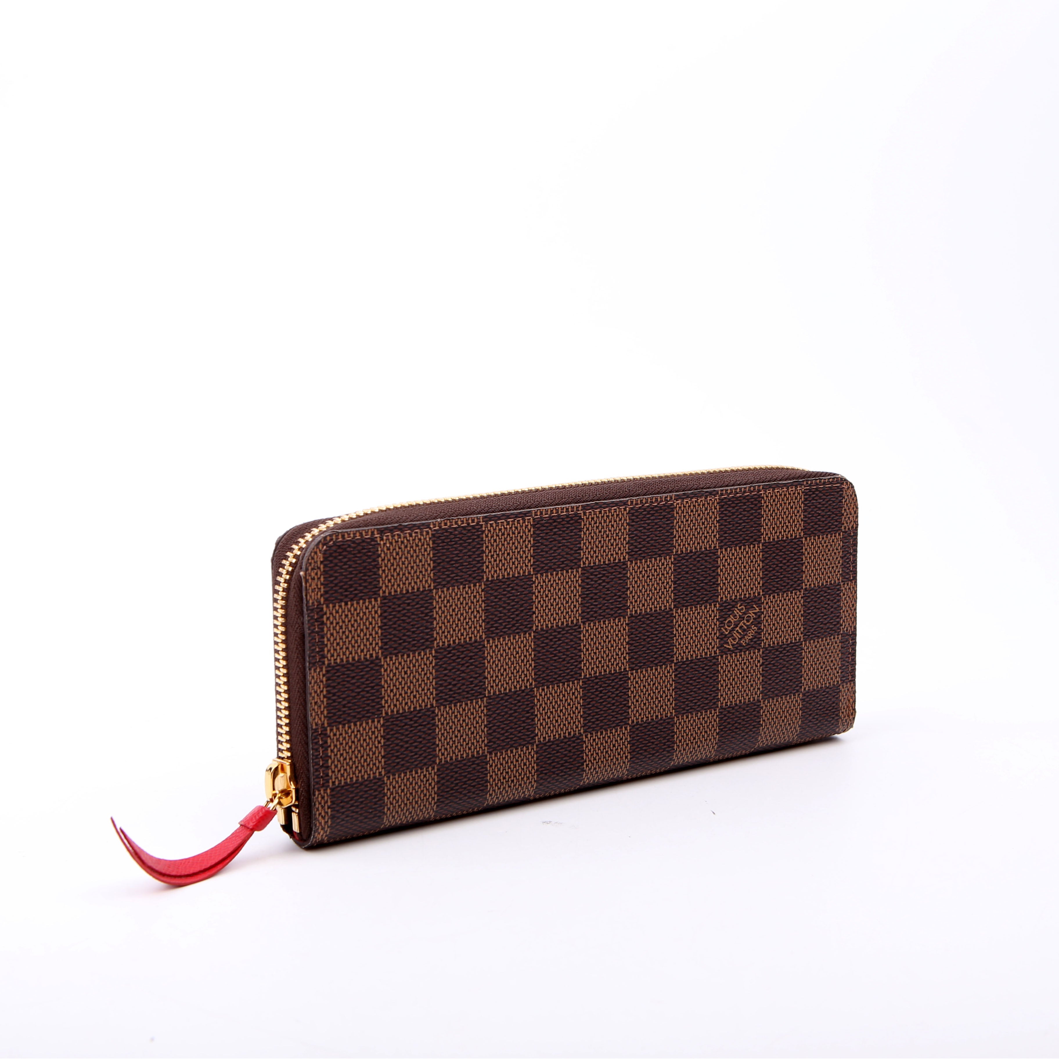 Louis Vuitton Clemence Wallet Damier Ebene Red