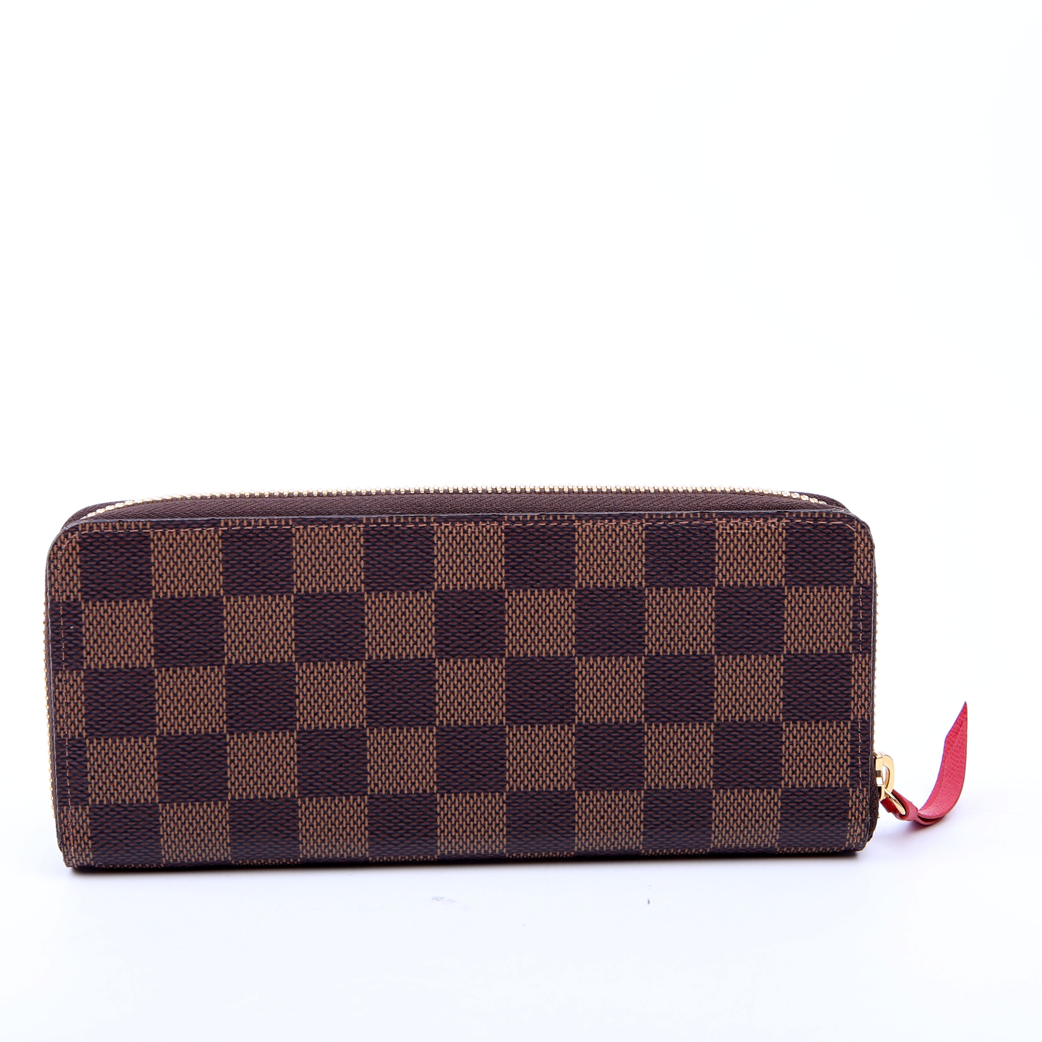 Louis Vuitton Clemence Wallet Damier Ebene Red