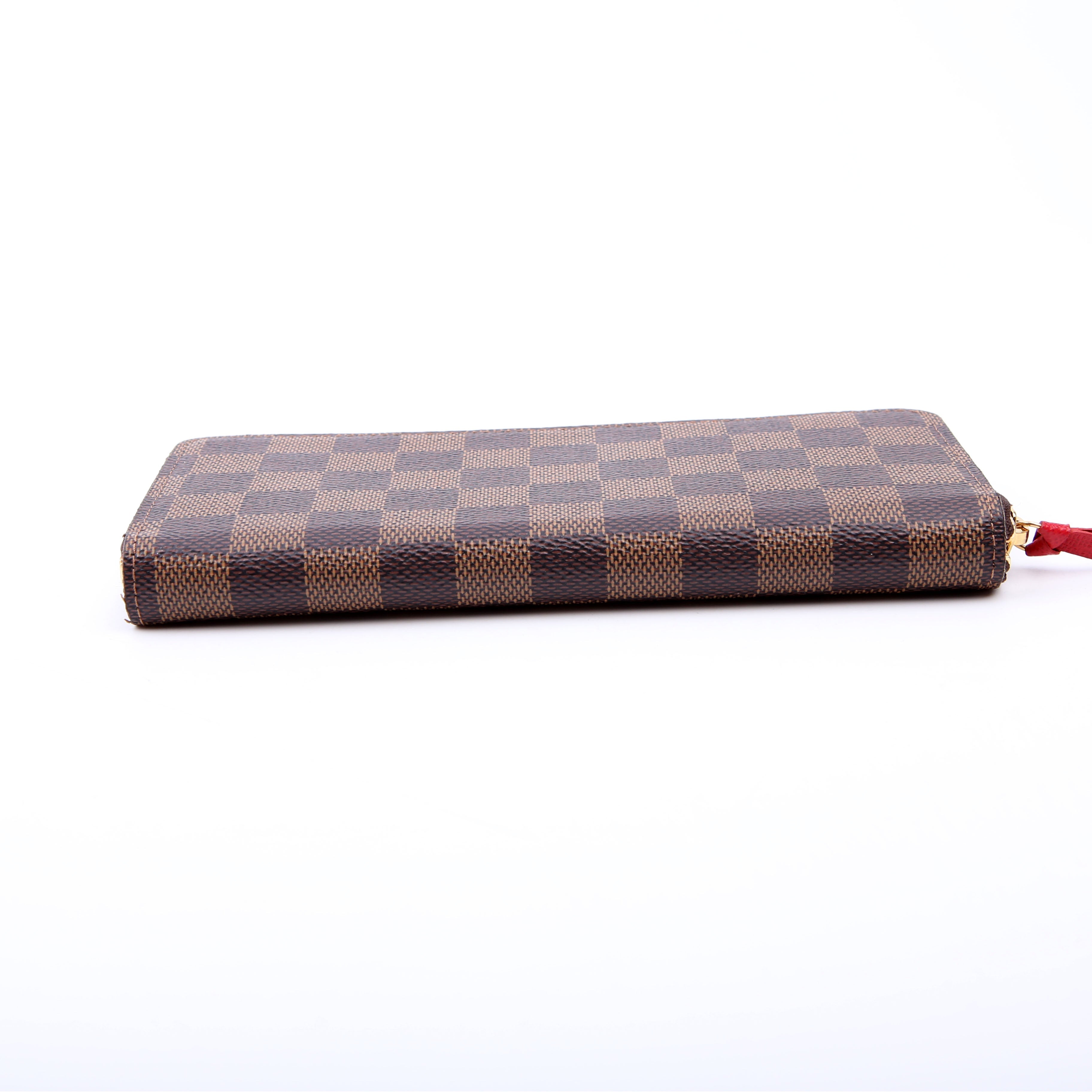 Louis Vuitton Clemence Wallet Damier Ebene Red