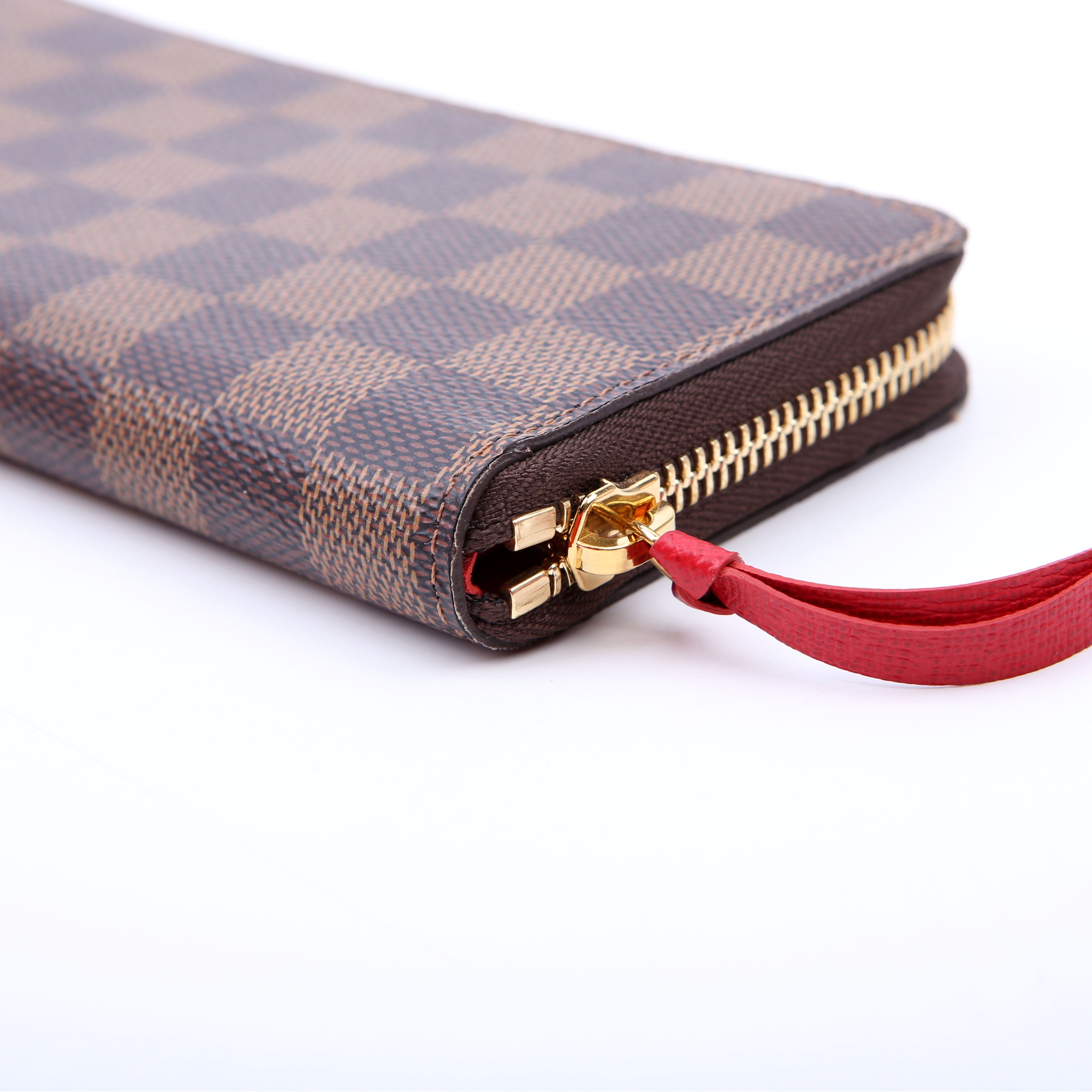 Louis Vuitton Clemence Wallet Damier Ebene Red
