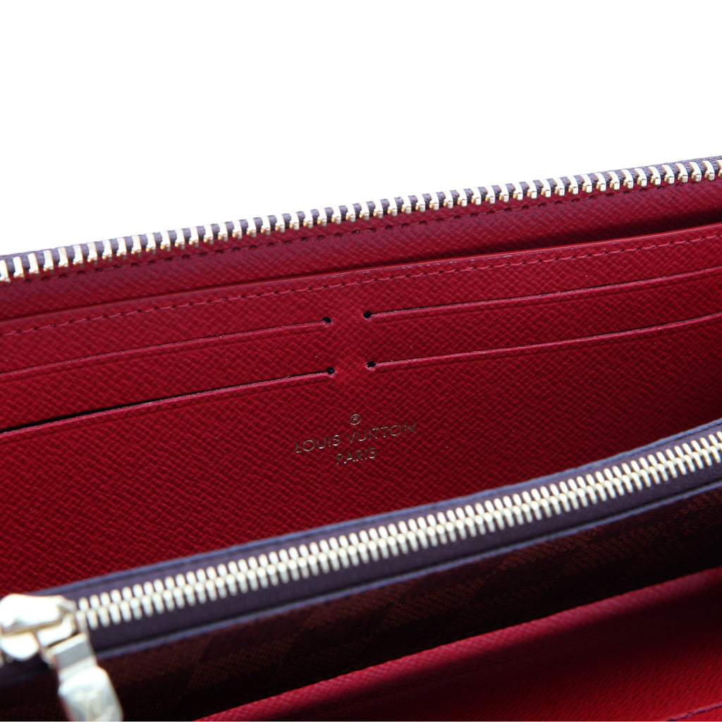 Louis Vuitton Clemence Wallet Damier Ebene Red
