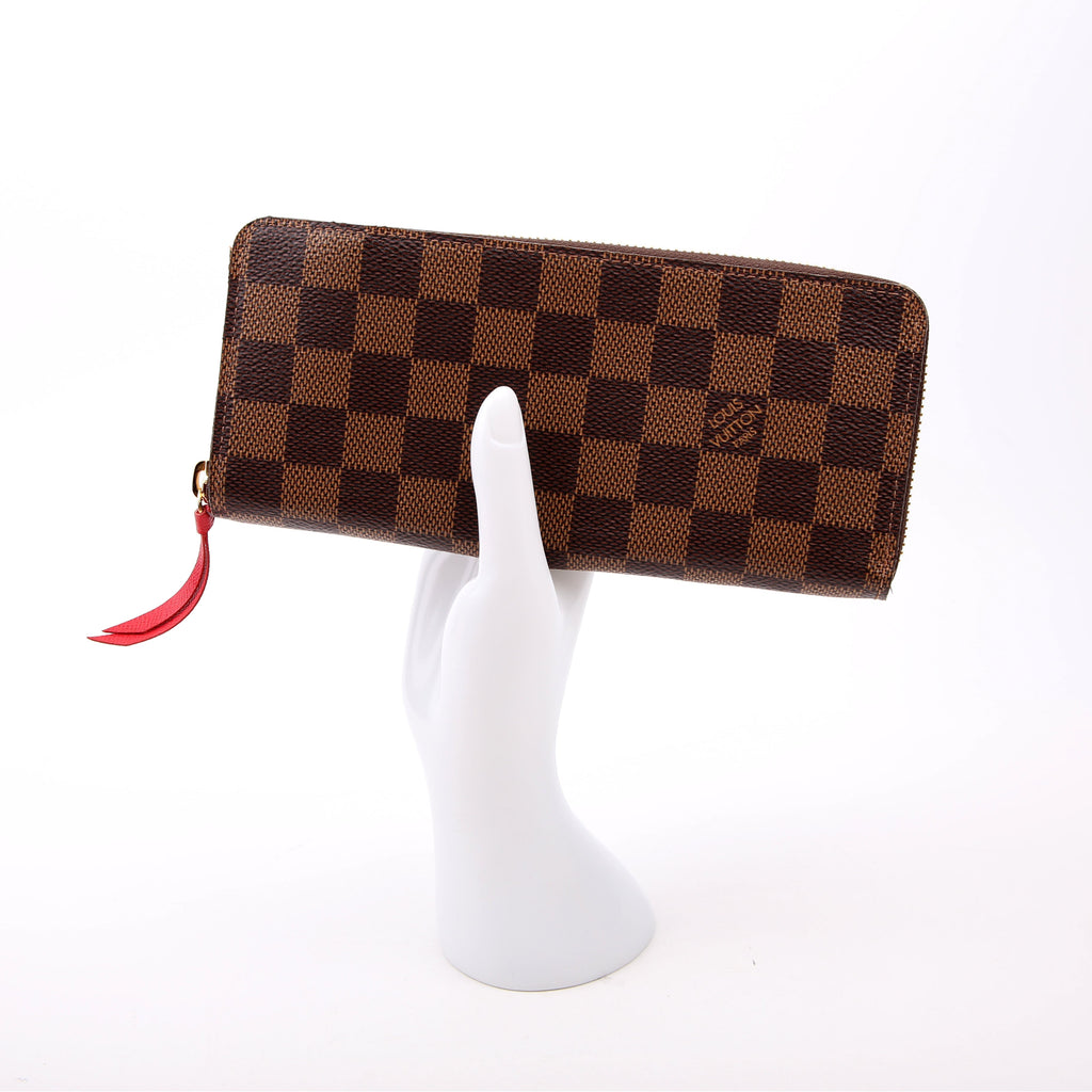 Louis Vuitton Clemence Wallet Damier Ebene Red