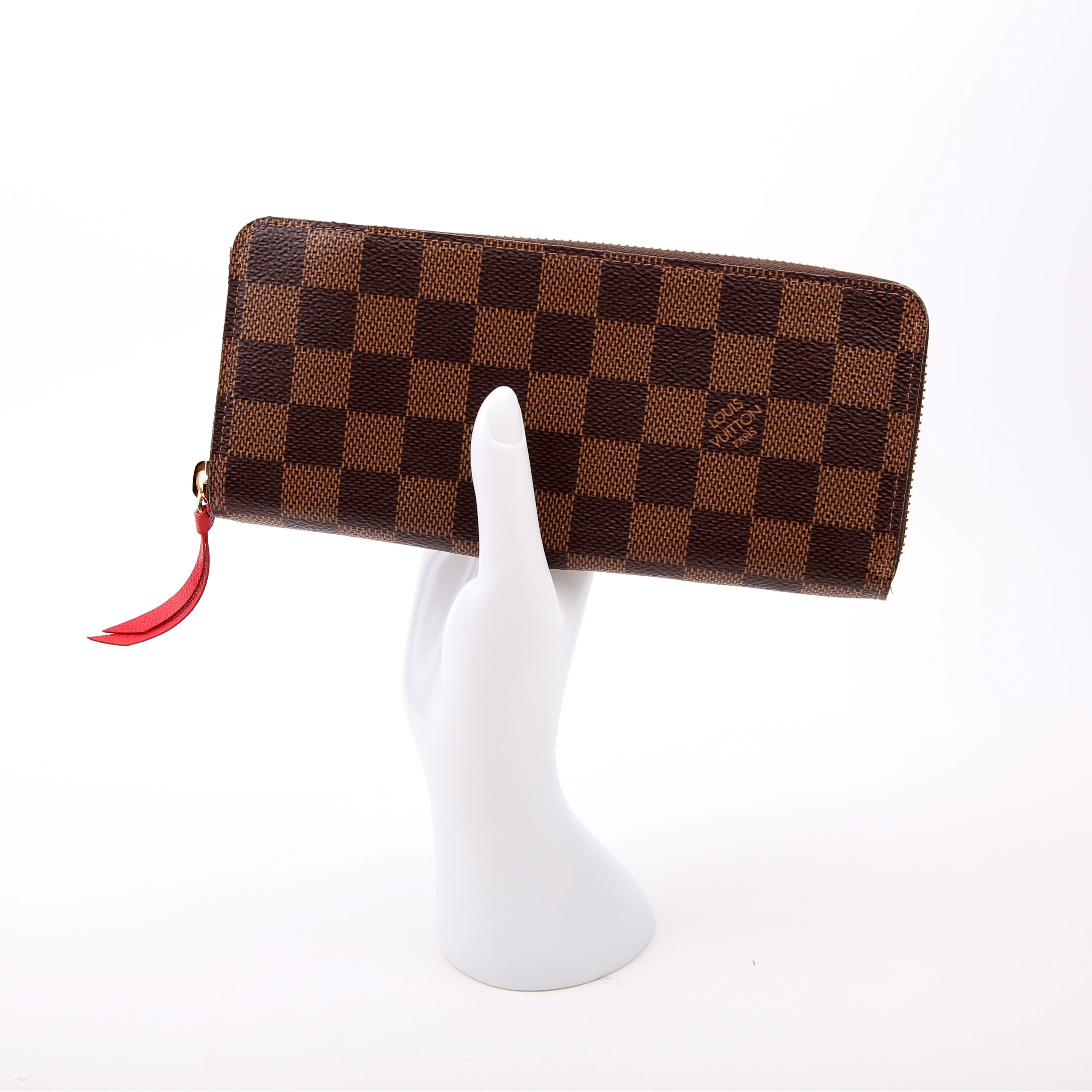 Louis Vuitton Clemence Wallet Damier Ebene Red