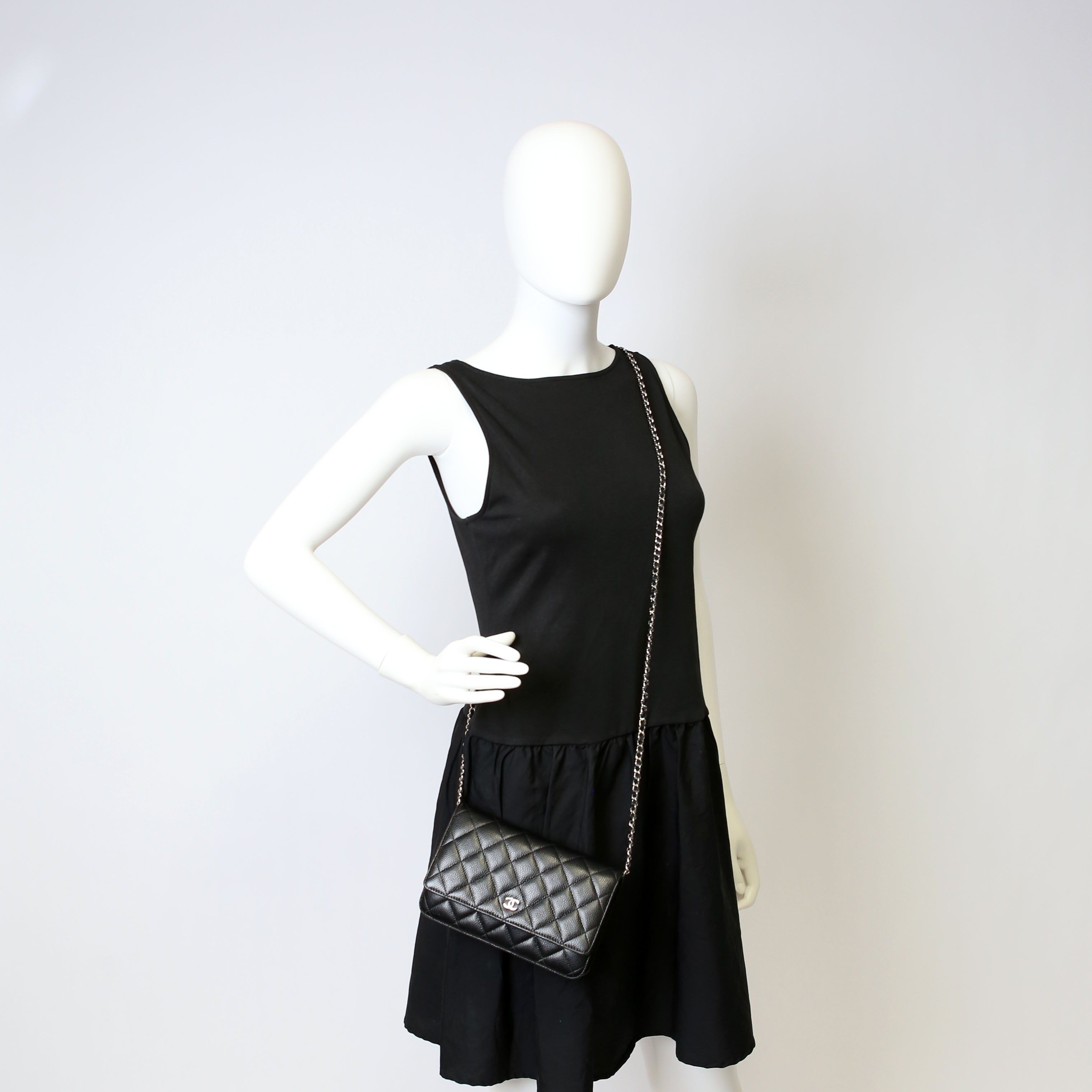 Chanel WOC Classic Quilted Caviar RFID Black
