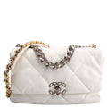 Chanel Quilted Goatskin 19 Medium Flap RFID White