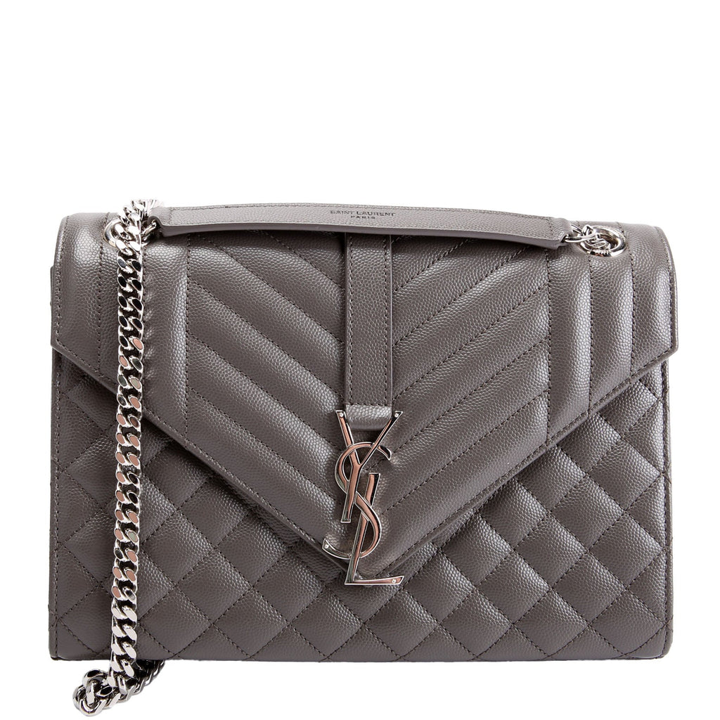 Saint Laurent Envelope Medium Tri-Quilt 600185/487206 Grey