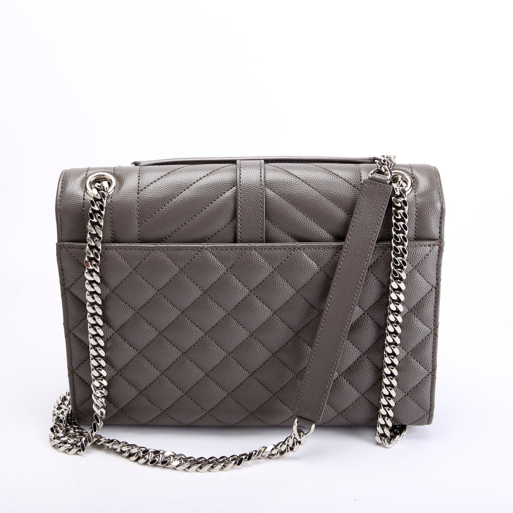 Saint Laurent Envelope Medium Tri-Quilt 600185/487206 Grey