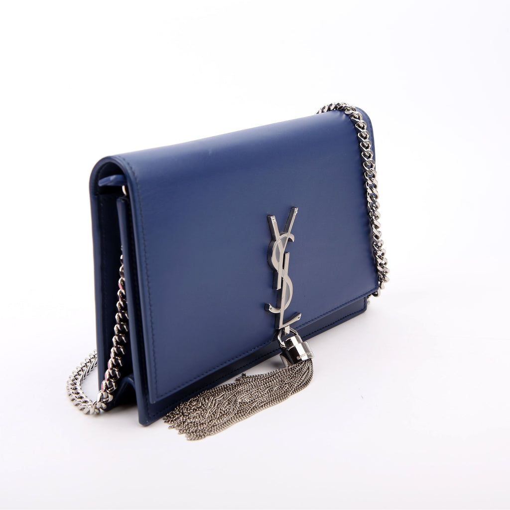 Saint Laurent Kate Tassel Chain Wallet 452159 Blue