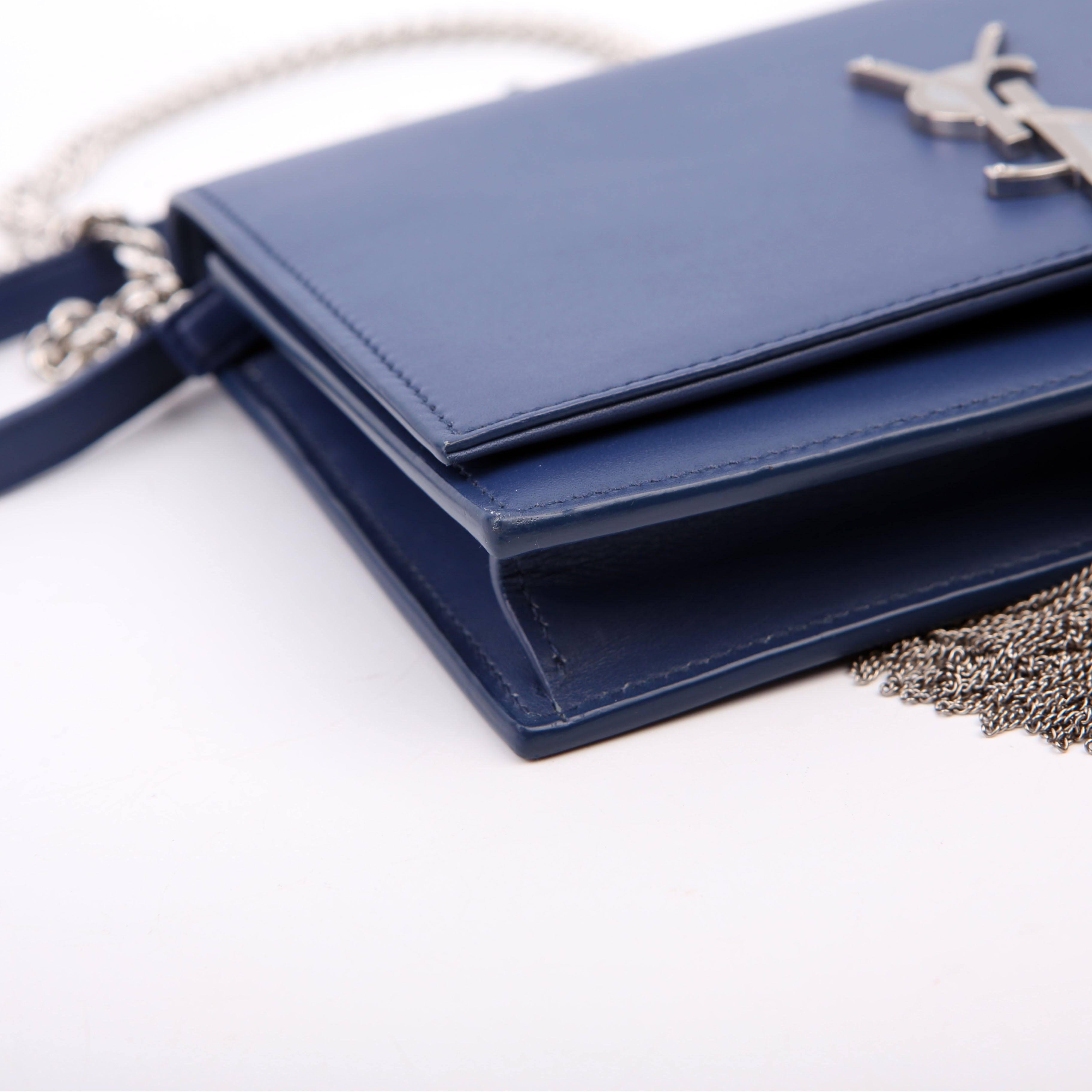 Saint Laurent Kate Tassel Chain Wallet 452159 Blue