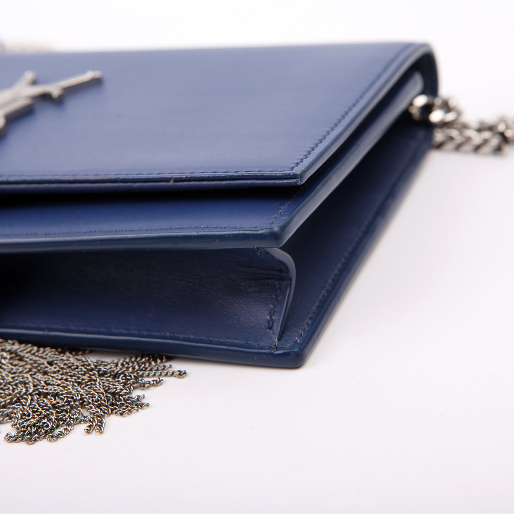Saint Laurent Kate Tassel Chain Wallet 452159 Blue