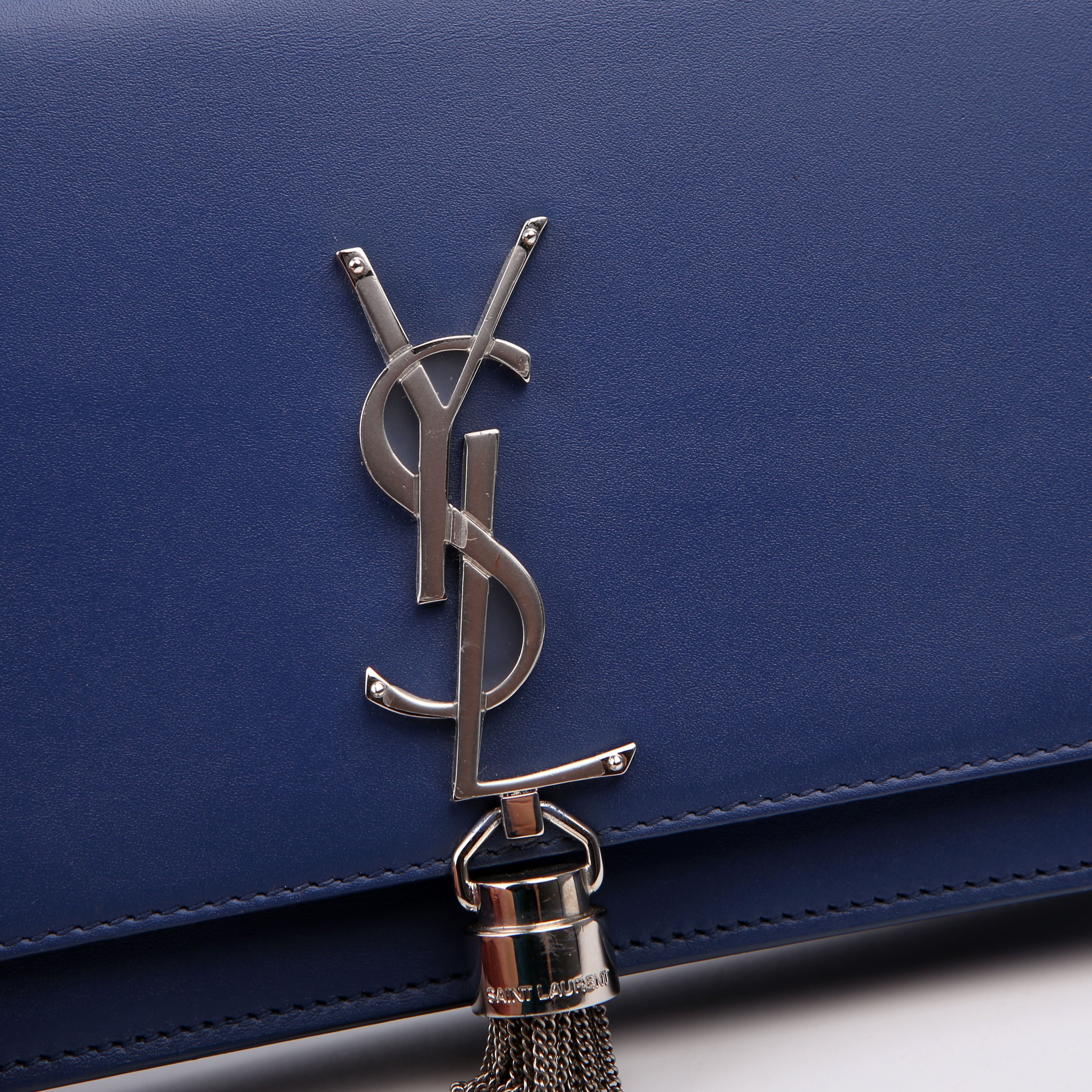 Saint Laurent Kate Tassel Chain Wallet 452159 Blue