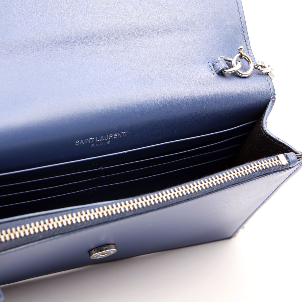 Saint Laurent Kate Tassel Chain Wallet 452159 Blue