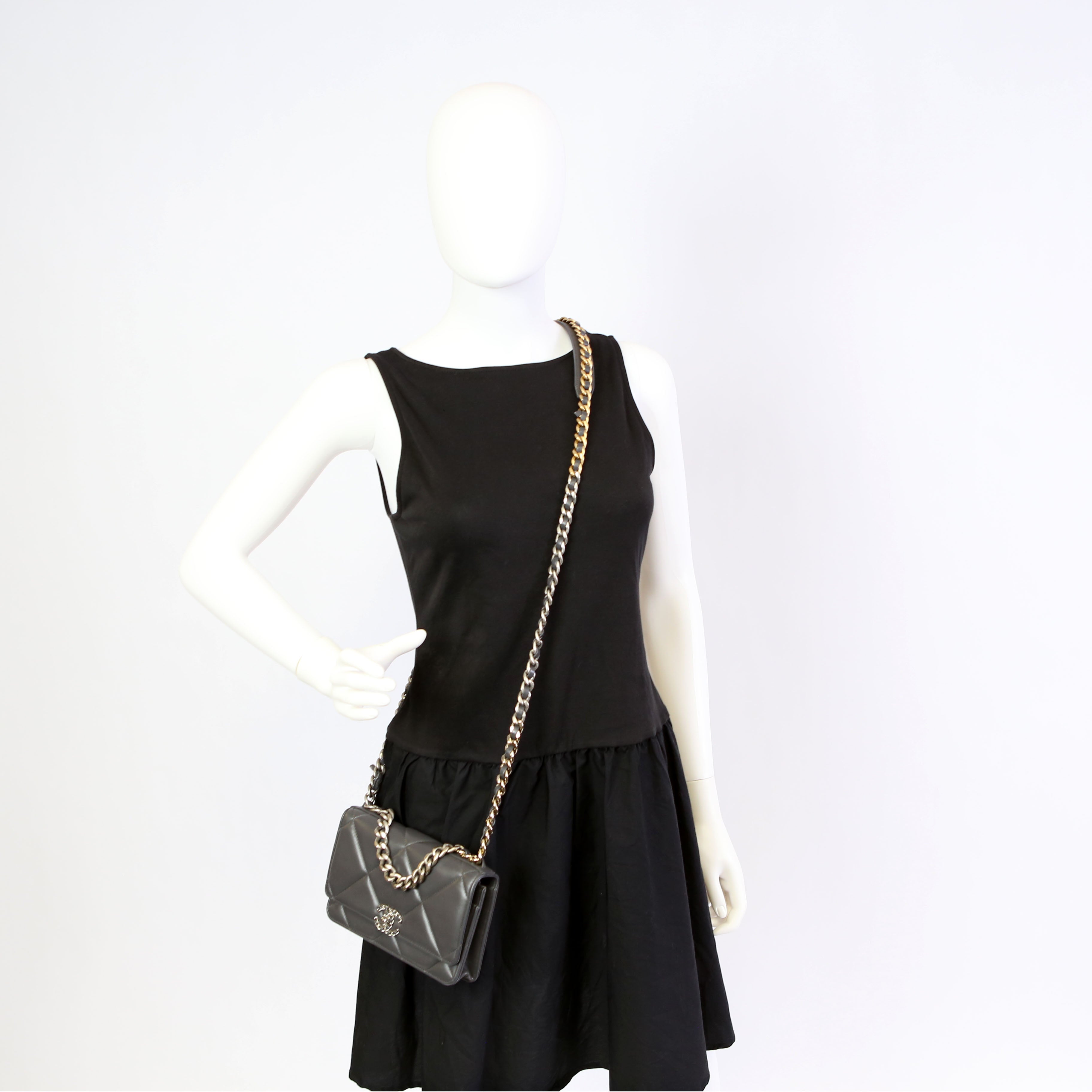 Chanel Chanel 19 WOC Quilted Lambskin Grey